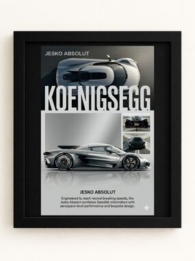 Koenigsegg Jesko Absolut Silver A.I. Art Print In 8x10 Frame